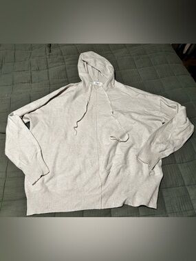 Carly Jean Los Angeles cashmere blend cream oversized Hoodie Cardigan